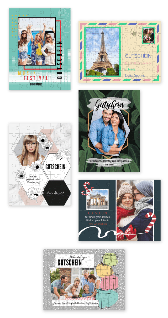 Wunderschöne kreative Layouts für Ihr Gutschein-Puzzle